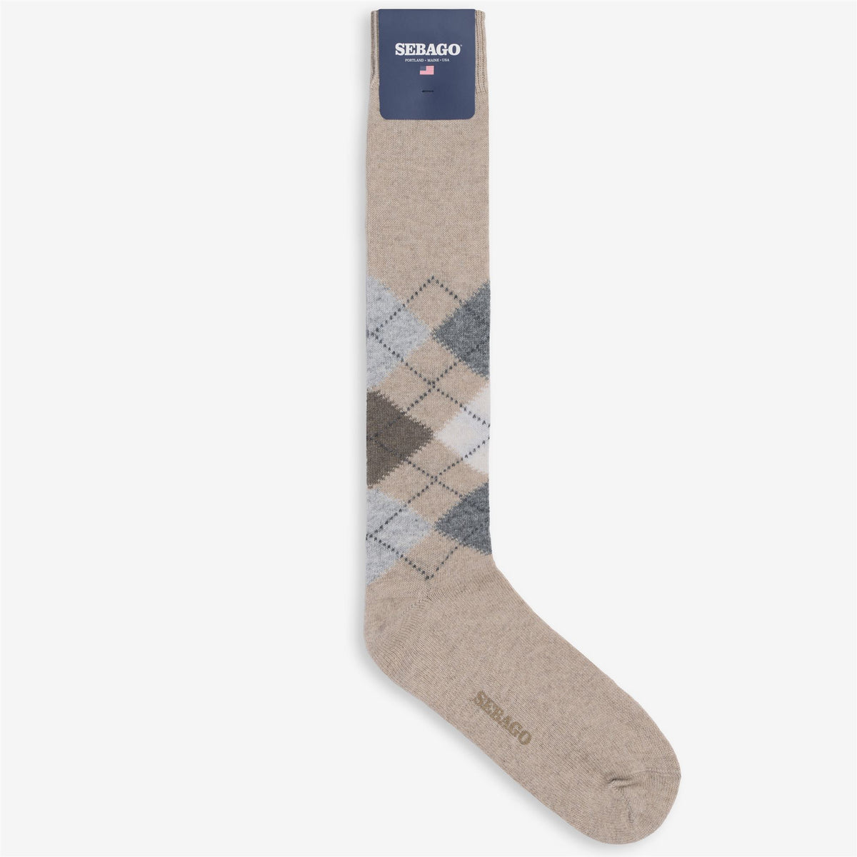 Socks_Unisex_RHOMBUS L_Knee High Sock_Beige-Natural-Grey-LT Blue - Commercial 1