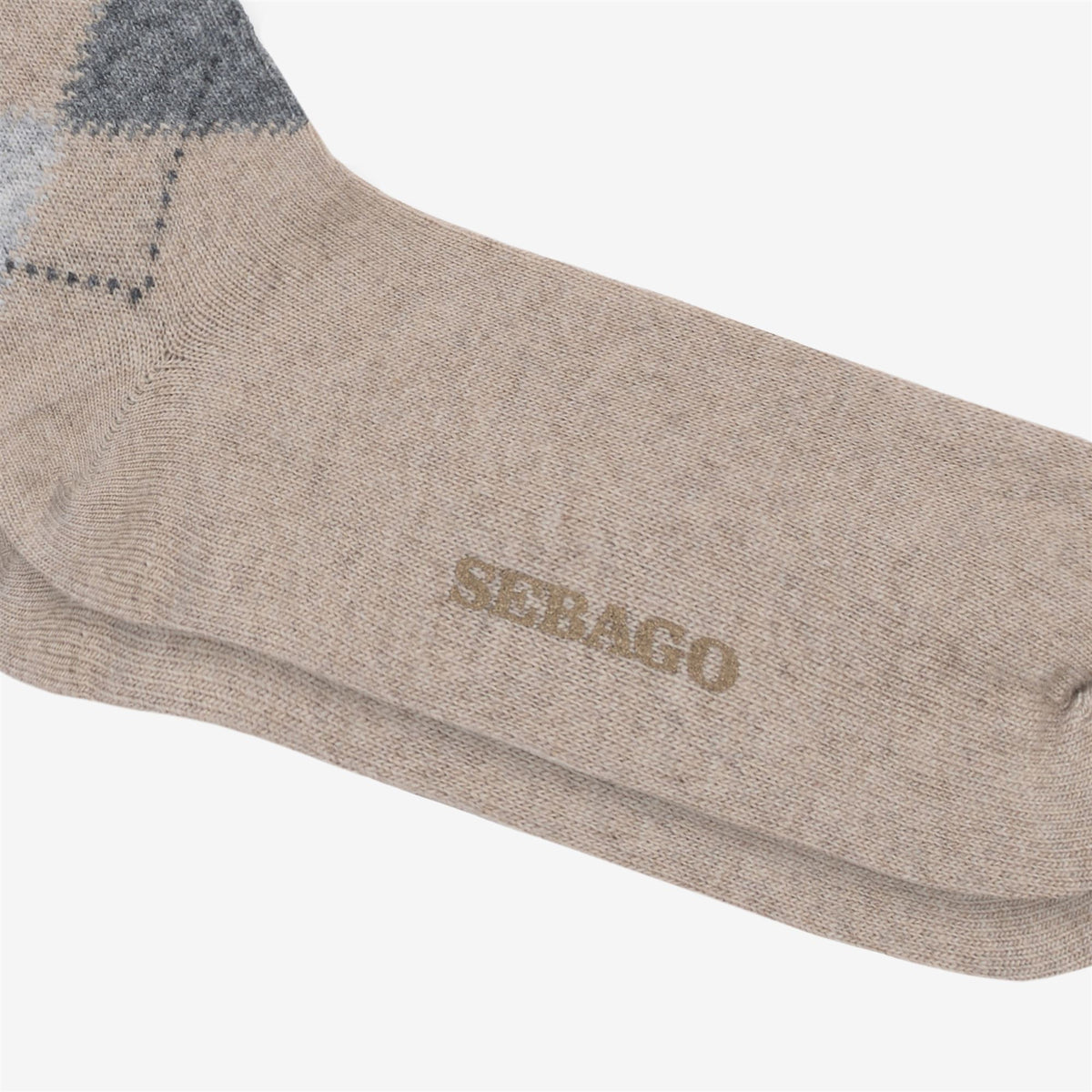 Socks_Unisex_RHOMBUS L_Knee High Sock_Beige-Natural-Grey-LT Blue - Commercial 2