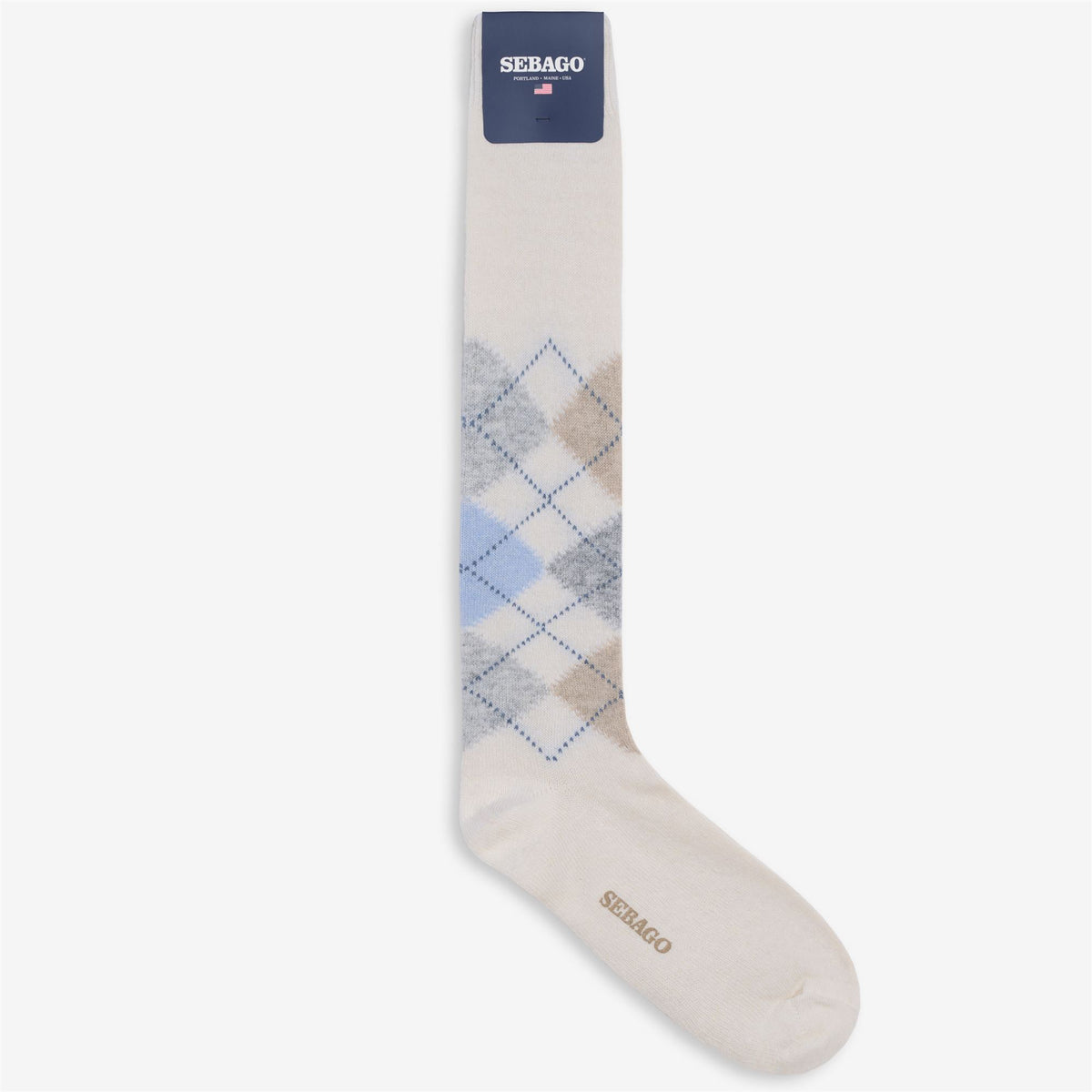 Socks_Unisex_RHOMBUS L_Knee High Sock_White Natural-Beige-LT Grey-Sky - Commercial 1