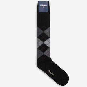RHOMBUS L - Socks - Knee High Sock - Unisex - Black-Grey