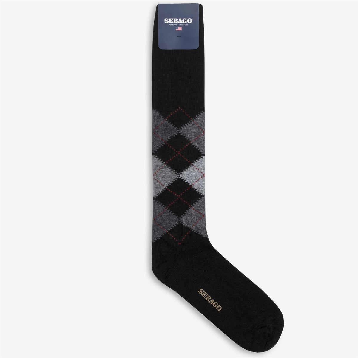 Socks_Unisex_RHOMBUS L_Knee High Sock_Black-Grey - Commercial 1