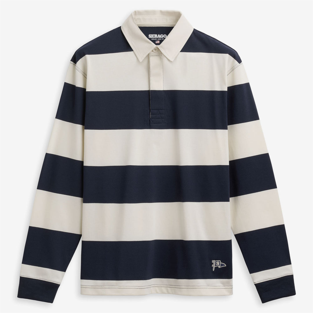 CAMPBELL LS - Polo Shirts - Polo - Unisex - White Natural-blue 01