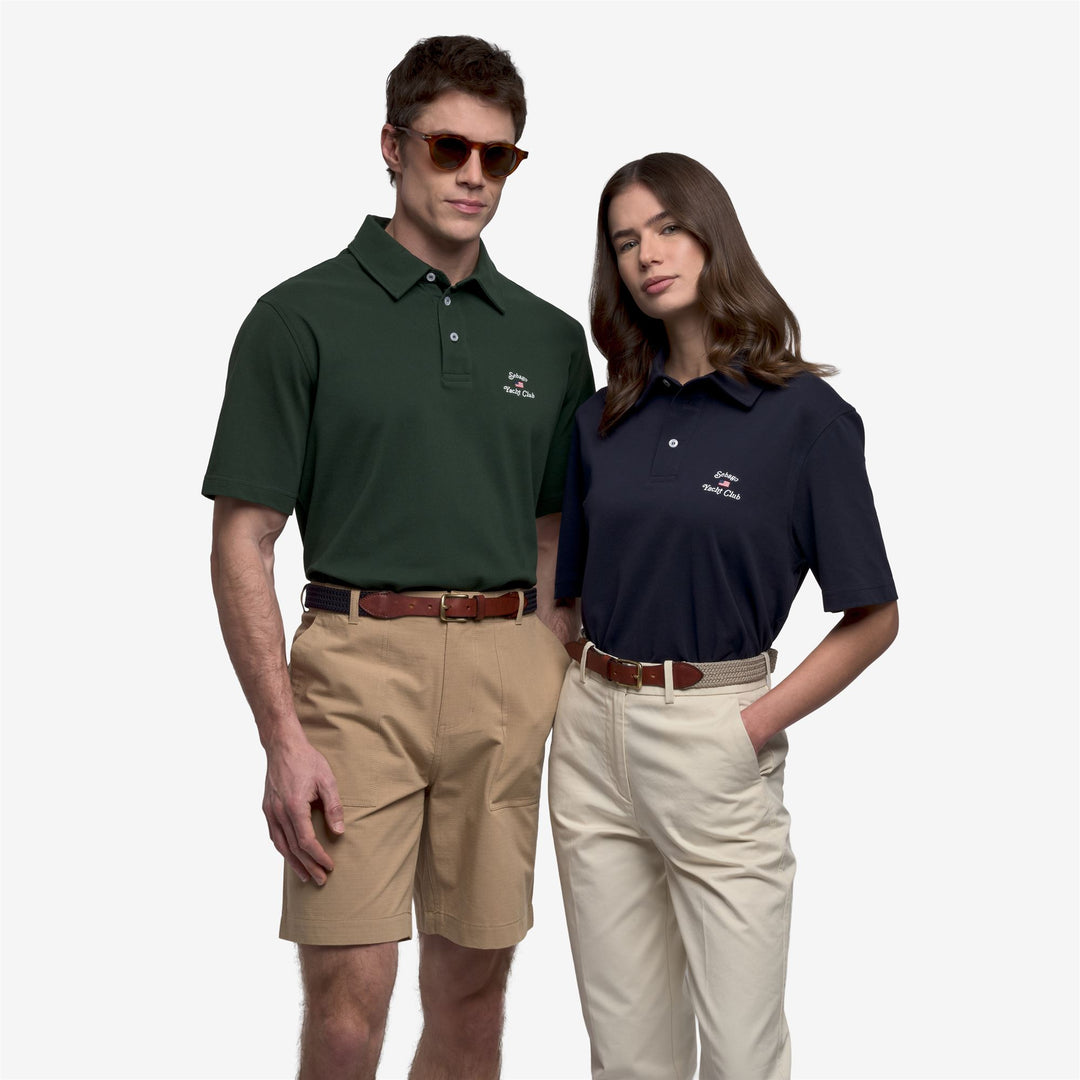 Dark Blue Unisex Leisure Polo Shirt in Cotton Piqué main