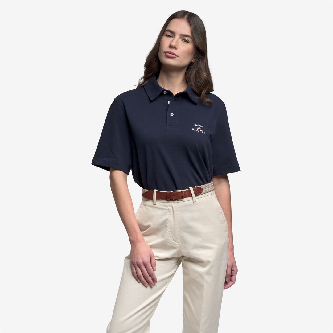 Dark Blue Unisex Leisure Polo Shirt in Cotton Piqué main
