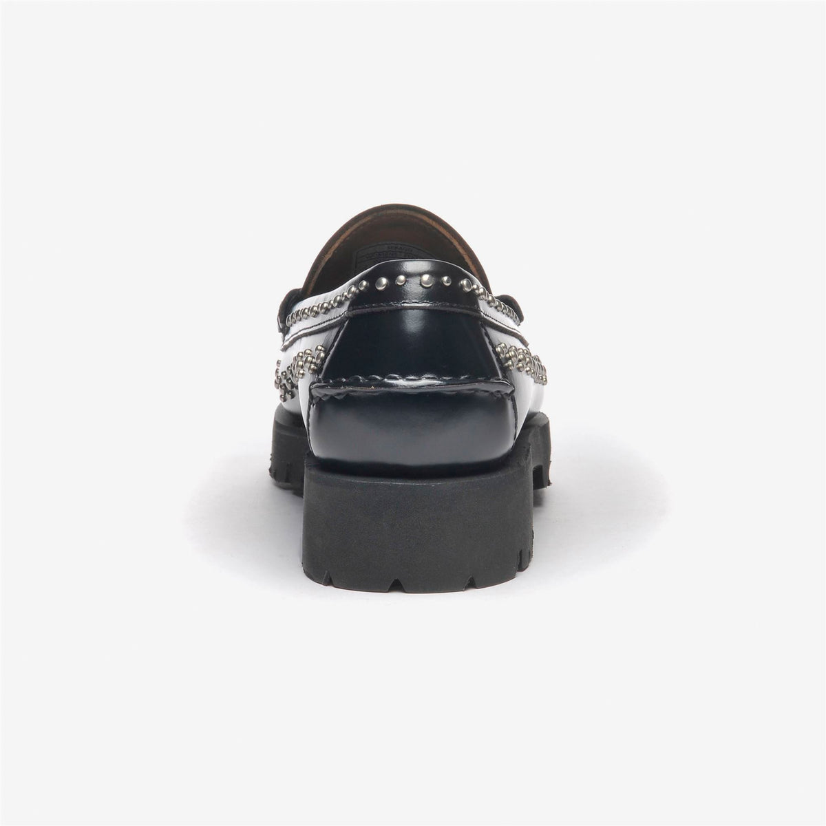Mocasín con tachuelas de piel negro para mujer