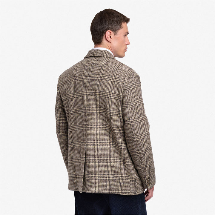 Beige brown Unisex Wool Blazer Jacket with Prince of Wales Pattern 4