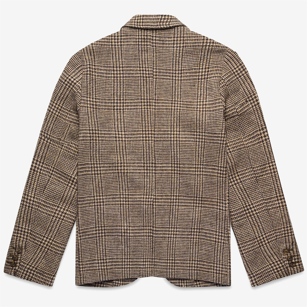 Beige brown Unisex Wool Blazer Jacket with Prince of Wales Pattern 02