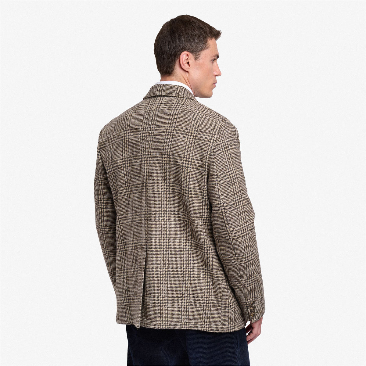 Beige Unisex Wool Prince Of Wales Pattern Blazer