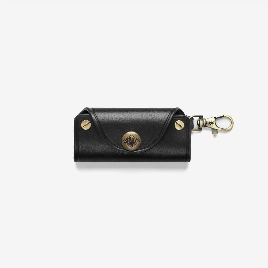 Black Unisex Leather Key Chain with Press-Stud Closure 01