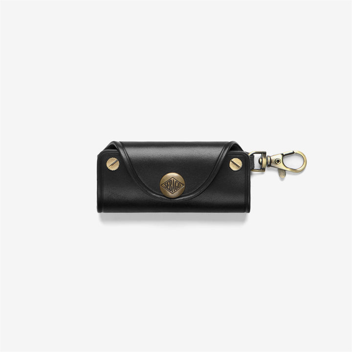 Black Unisex Leather Key Chain with Press-Stud Closure 1