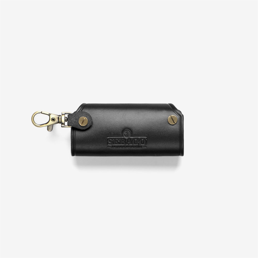 Black Unisex Leather Key Chain with Press-Stud Closure 02