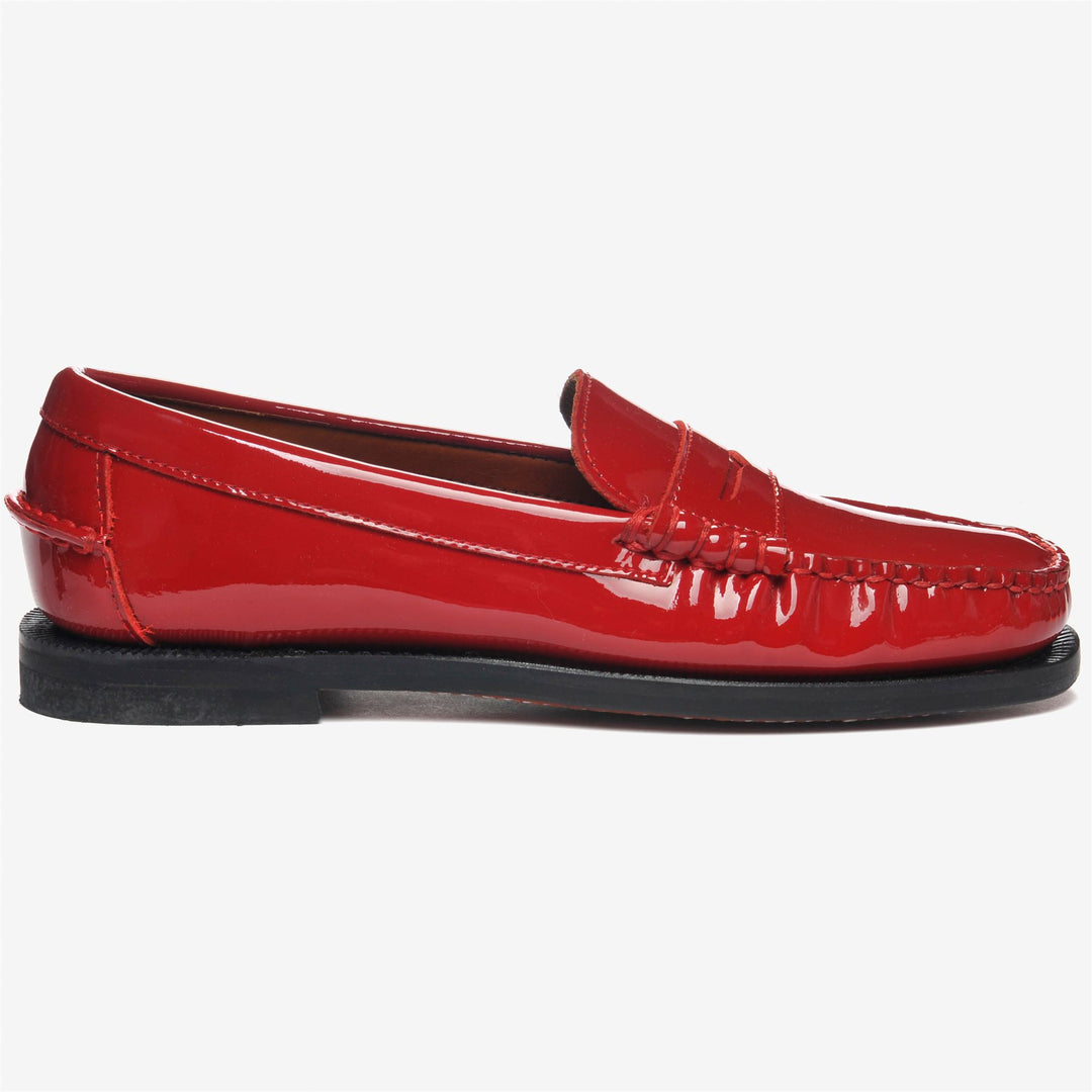 Mocassini da Lavoro in Pelle Lucida Donna Marrone Rosso 01