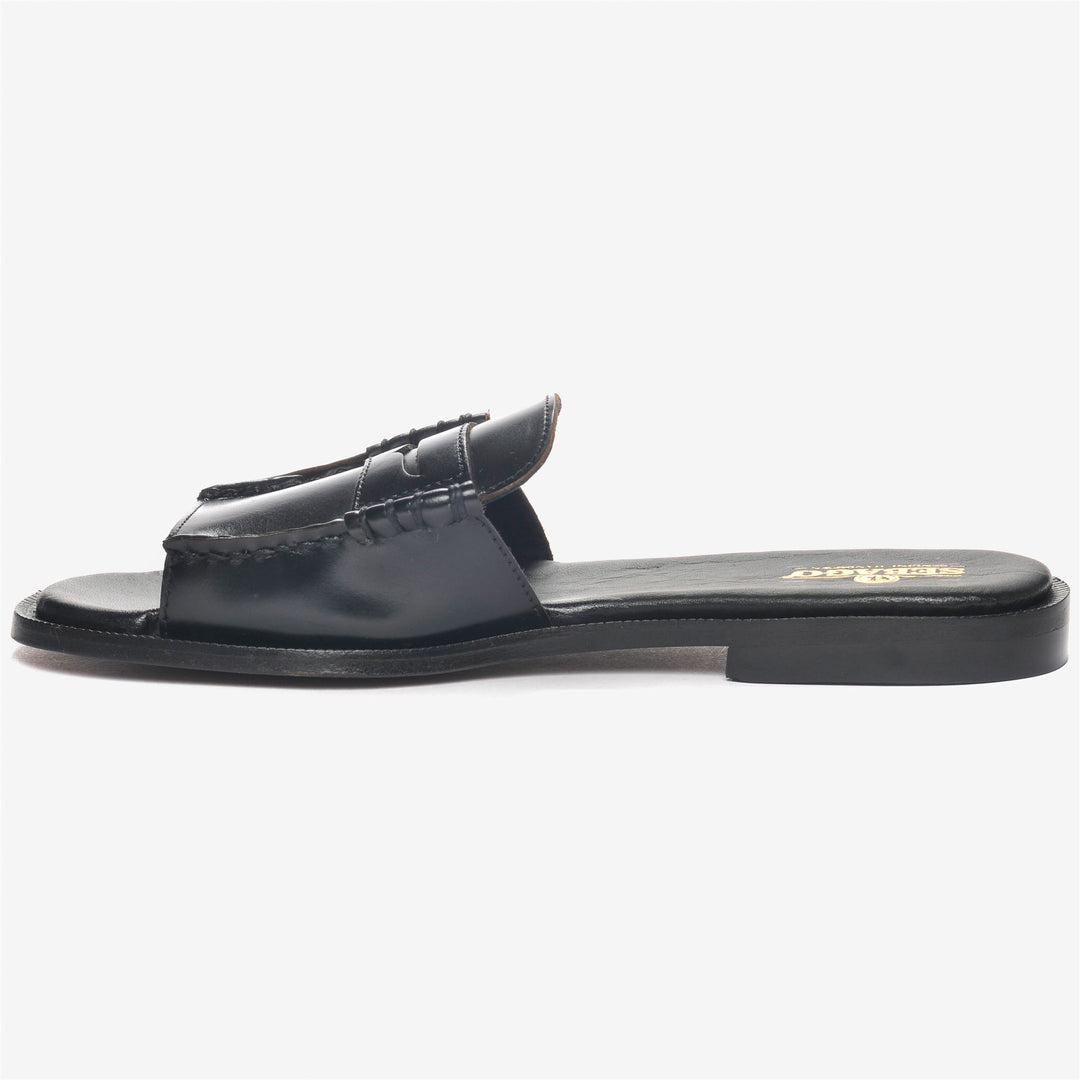 Black Women's Casual Slip-On Leather Moc Sandals main