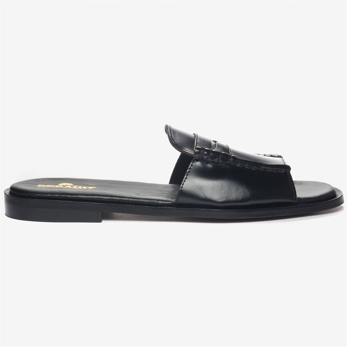 Black Women's Leather Slide Moccasin