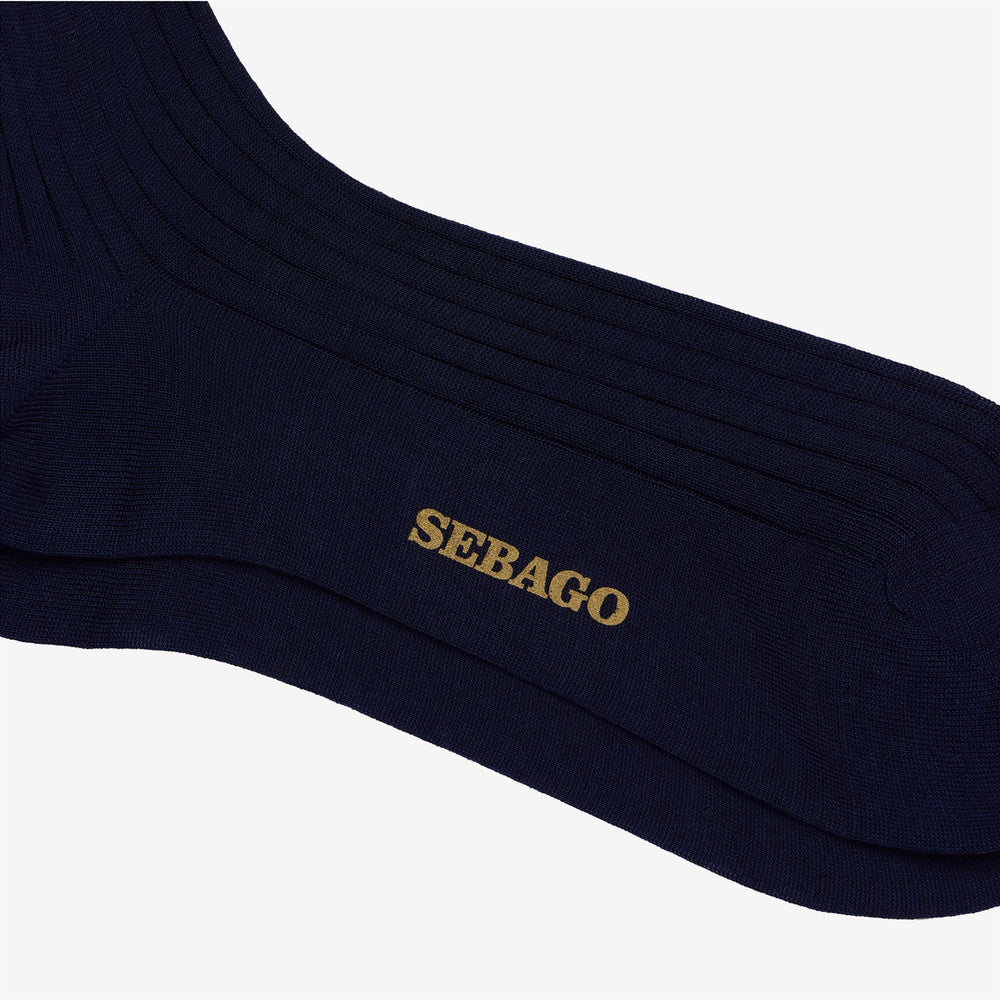 Navy Blue Unisex Quarter High Leisure Socks 02