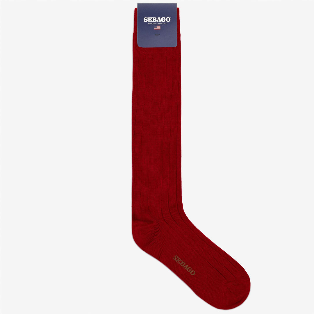 Chaussettes montantes unisexes en coton rouge foncé 01