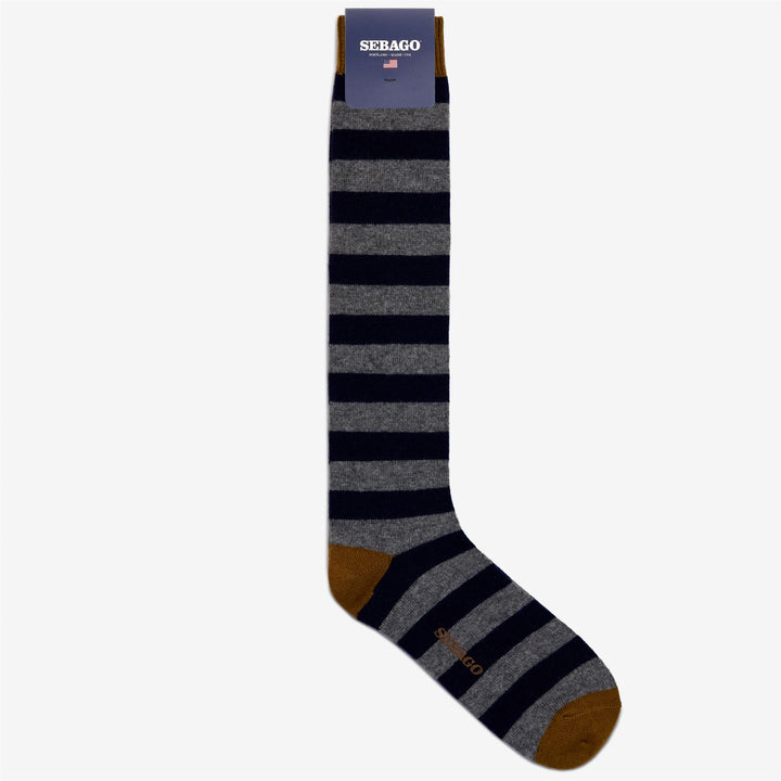 Navy Grey Unisex Nautical Quarter High Leisure Socks 1