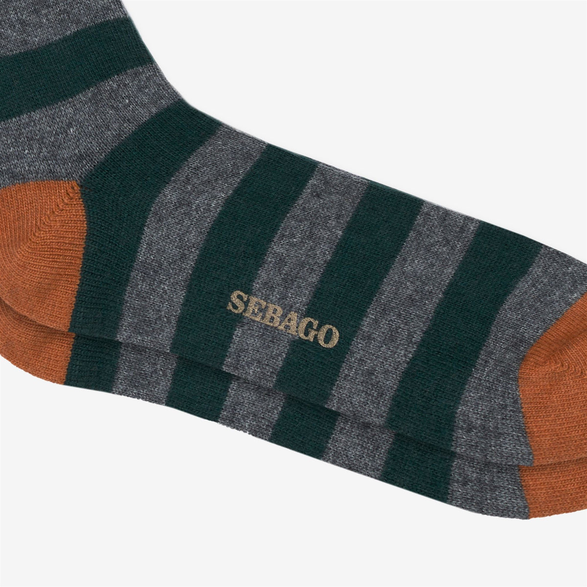 Socks_Unisex_SOLON RIGAL_Quarter High Sock_Green-Grey-Orange - Commercial 2