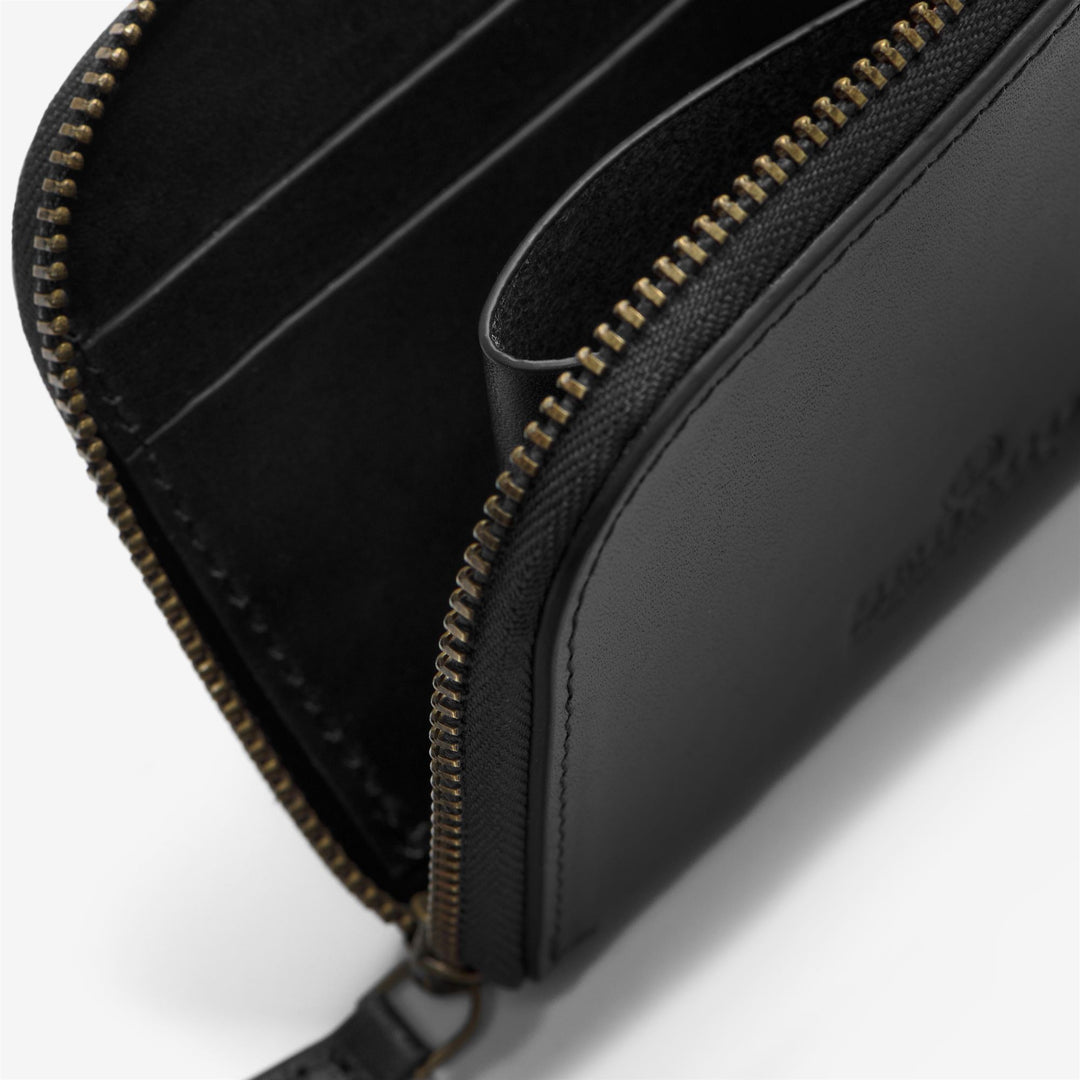 Black Unisex Leather Zip-Around Wallet for Everyday Use main