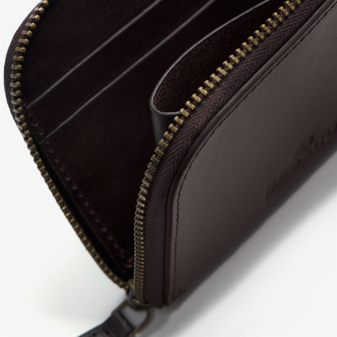 Brown Unisex Leather Zip-Around Wallet for Everyday Use main