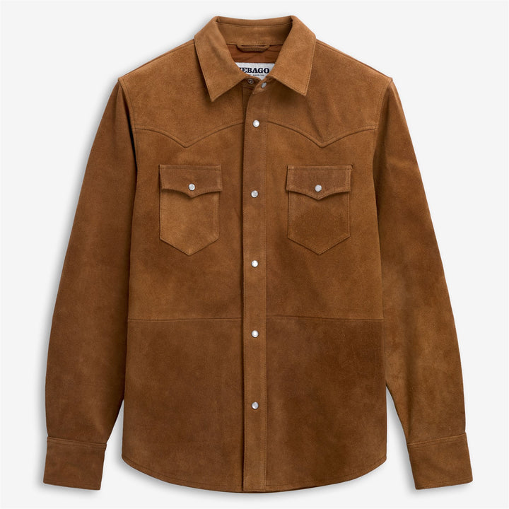 Surchemise unisexe en cuir suédé marron pour les loisirs 1