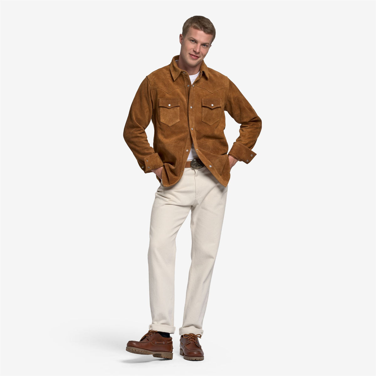 Brown Unisex Suede Leather Overshirt