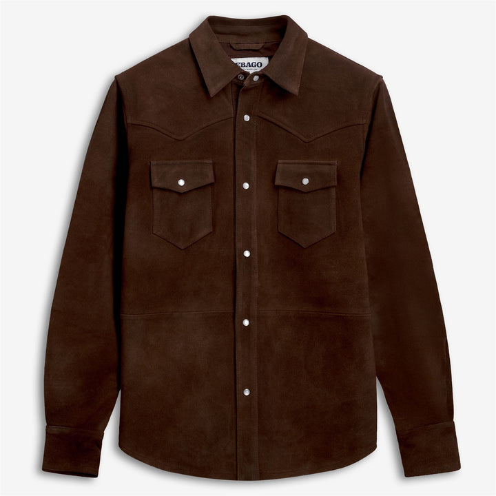 Braunes Unisex-Freizeithemd aus Wildleder 1