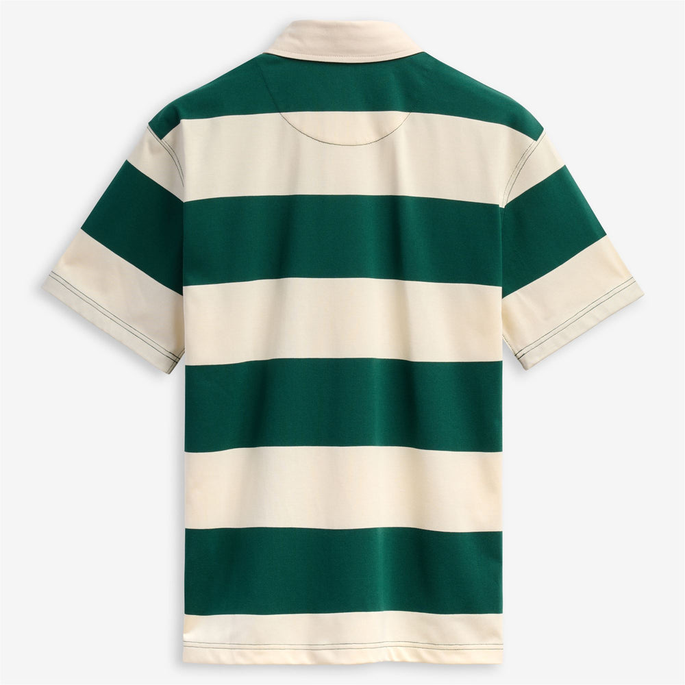 Weiß-grün gestreiftes Unisex-Poloshirt aus Baumwolle 02
