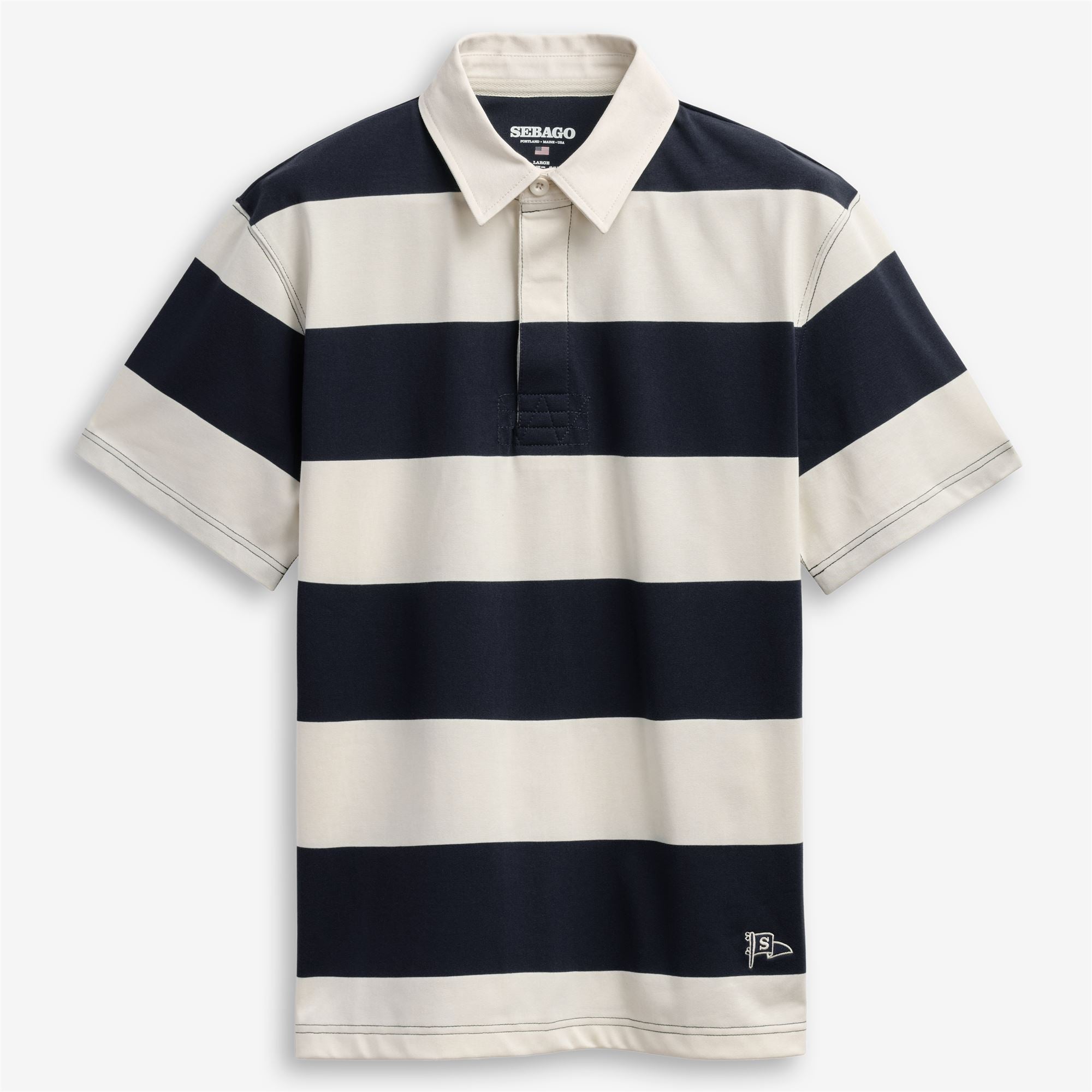Polo Shirts_UNISEX_CAMPBELL SS_Polo_White Natural-blue - Commercial 1