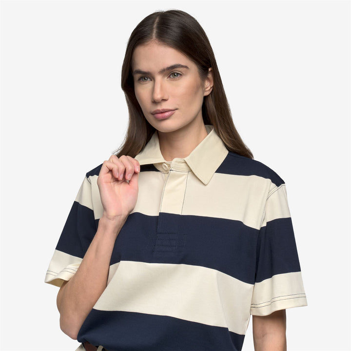 White and blue Unisex Classic Cotton Polo Shirt 5