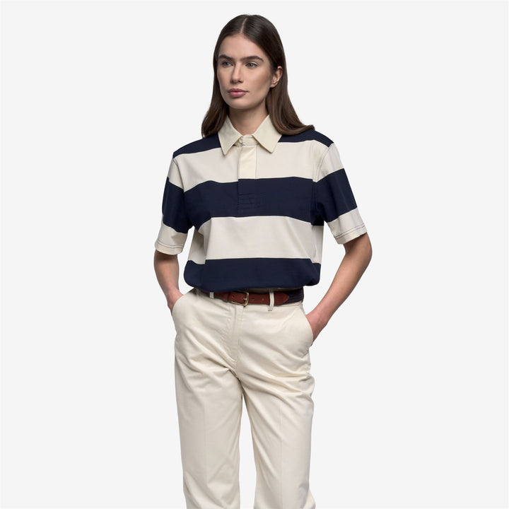 White and blue Unisex Classic Cotton Polo Shirt 4