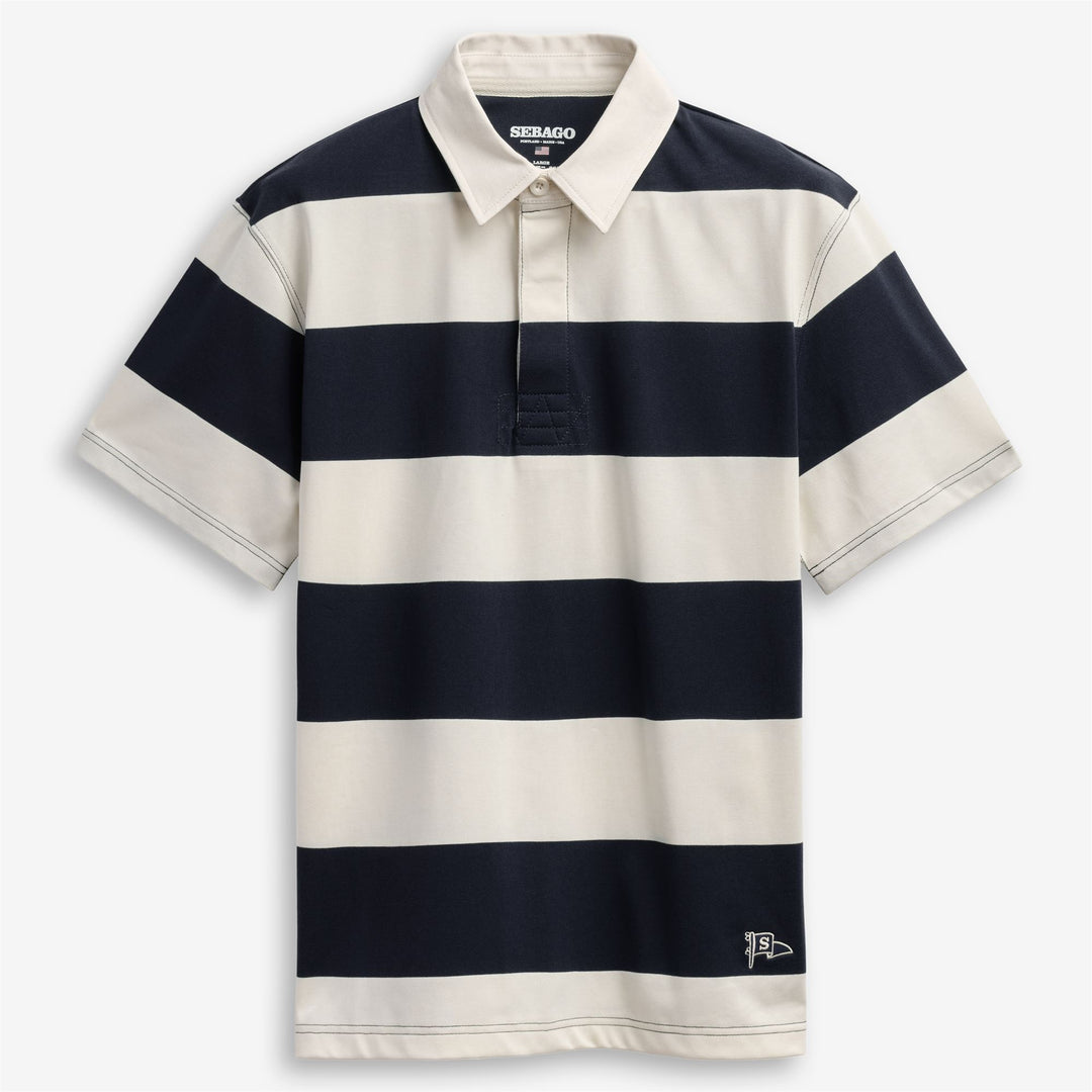Weißes und blaues Unisex-Poloshirt aus klassischer Baumwolle 01