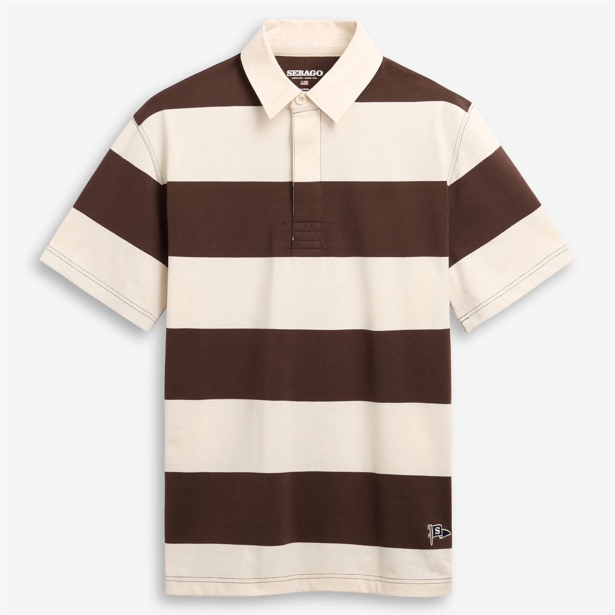 Polo Shirts_UNISEX_CAMPBELL SS_Polo_White Natural- Brown - Commercial 1