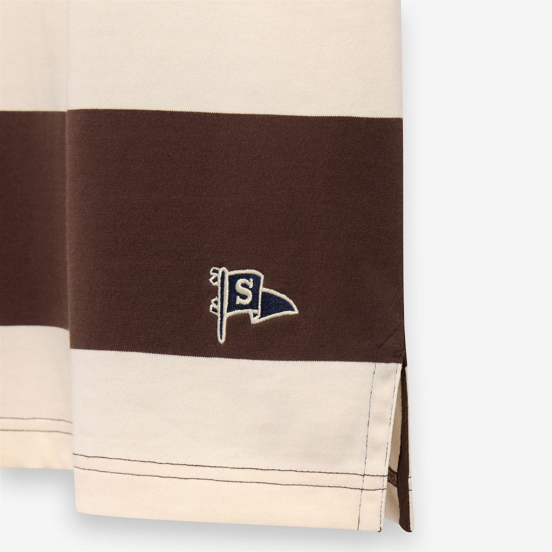 White Brown Unisex Classic Striped Cotton Polo Shirt main