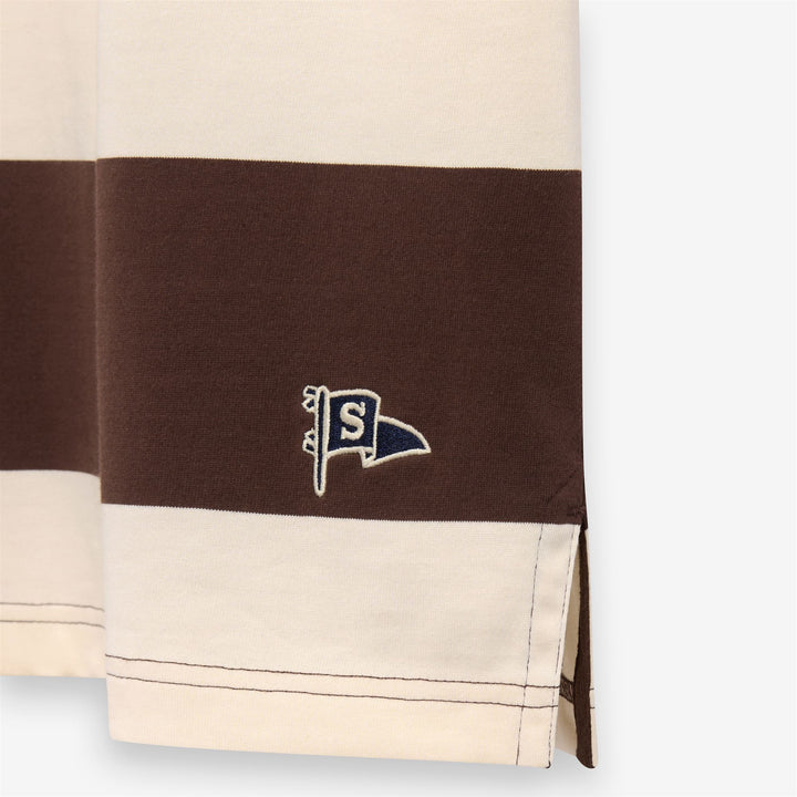 White Brown Unisex Classic Striped Cotton Polo Shirt 3