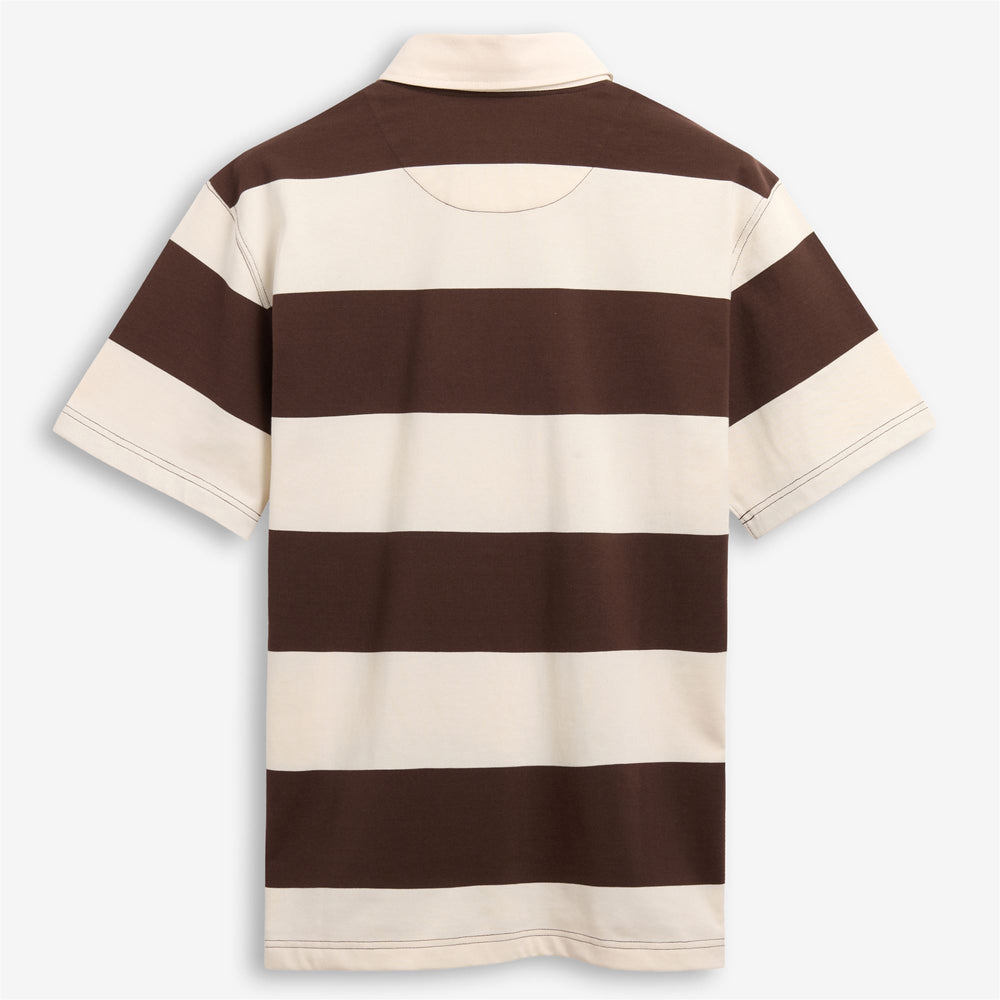 White Brown Unisex Classic Striped Cotton Polo Shirt 02