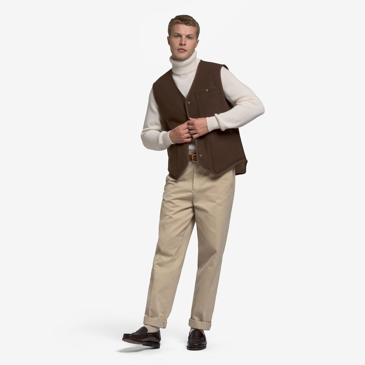 Dresses_Unisex_WILDRIVER WOOL_Waistcoat_Brown Moro - Commercial 4