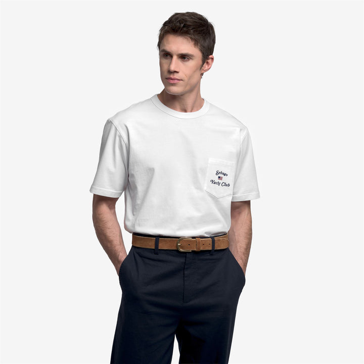 Camiseta de yate blanca para hombre con bolsillo y logotipo 4