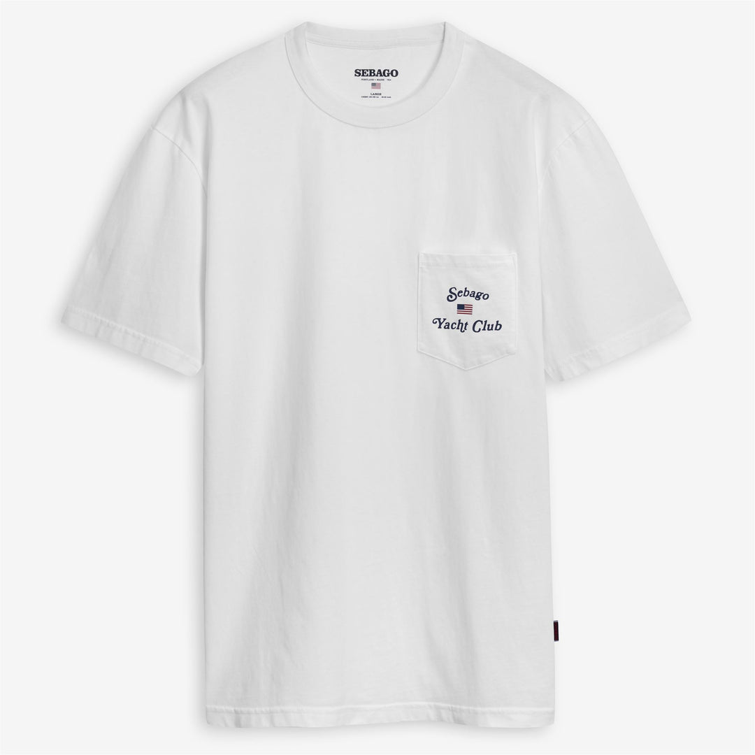 Weißes Herren-Yachting-T-Shirt mit Tasche und Logo 01