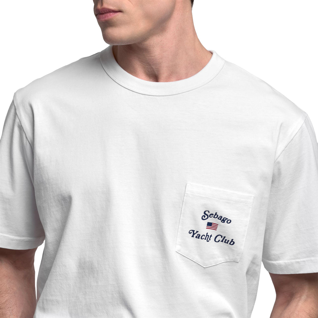 Weißes Herren-Yachting-T-Shirt mit Tasche und Logo main