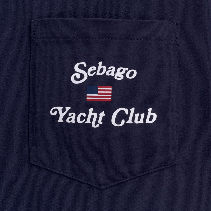 Blue Men's Yachting T-Shirt with American Flag Print 3