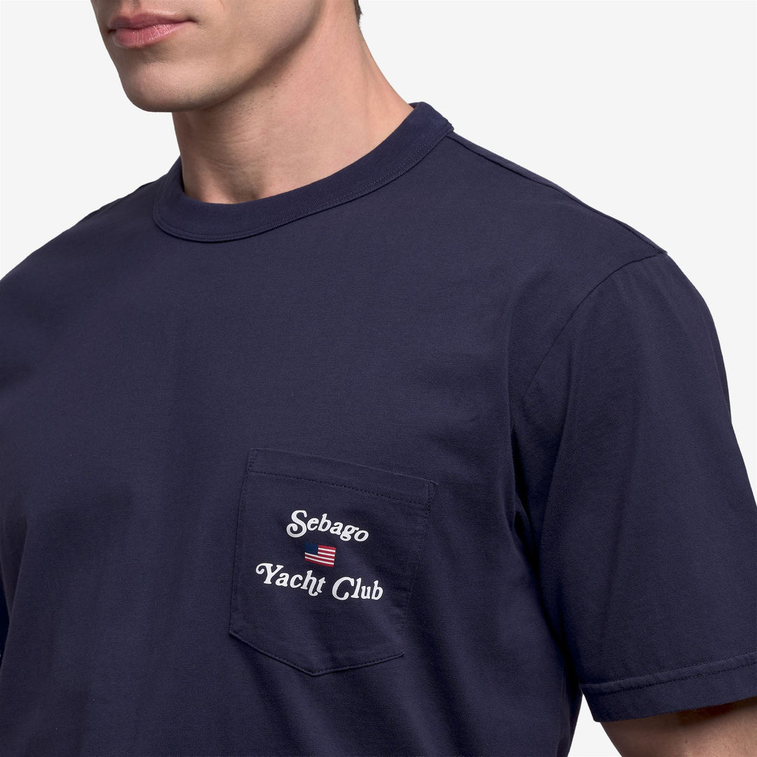 Blue Men's Yachting T-Shirt with American Flag Print main