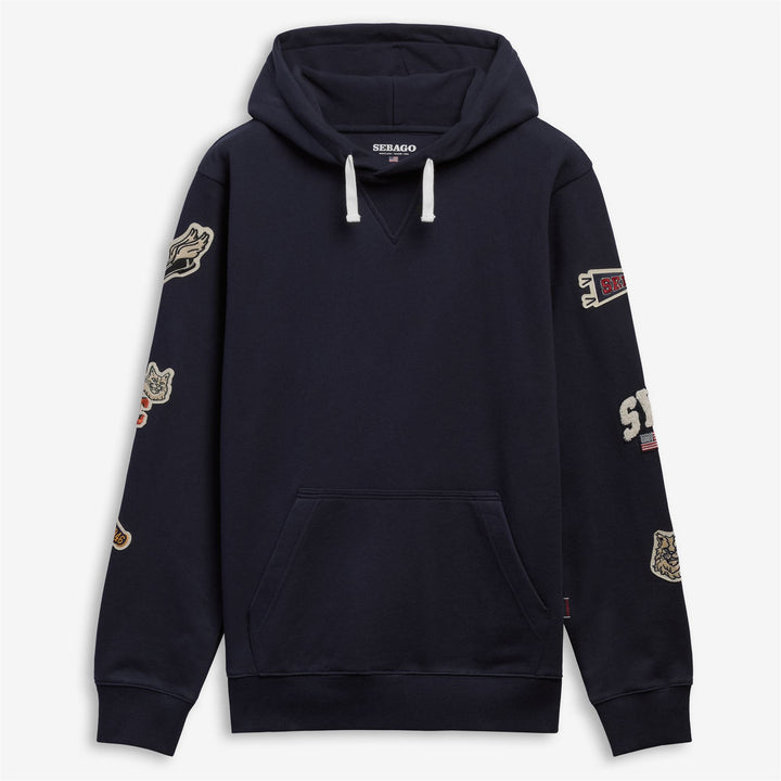 Blue Unisex Cotton Hoodie with Patches 1