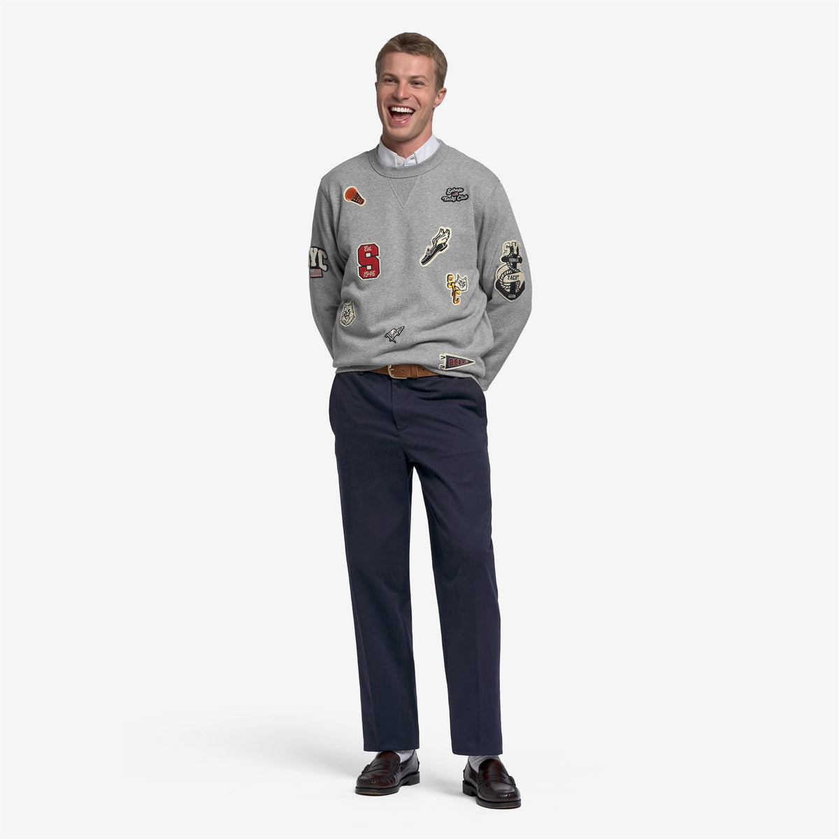 Felpa girocollo in cotone grigio unisex