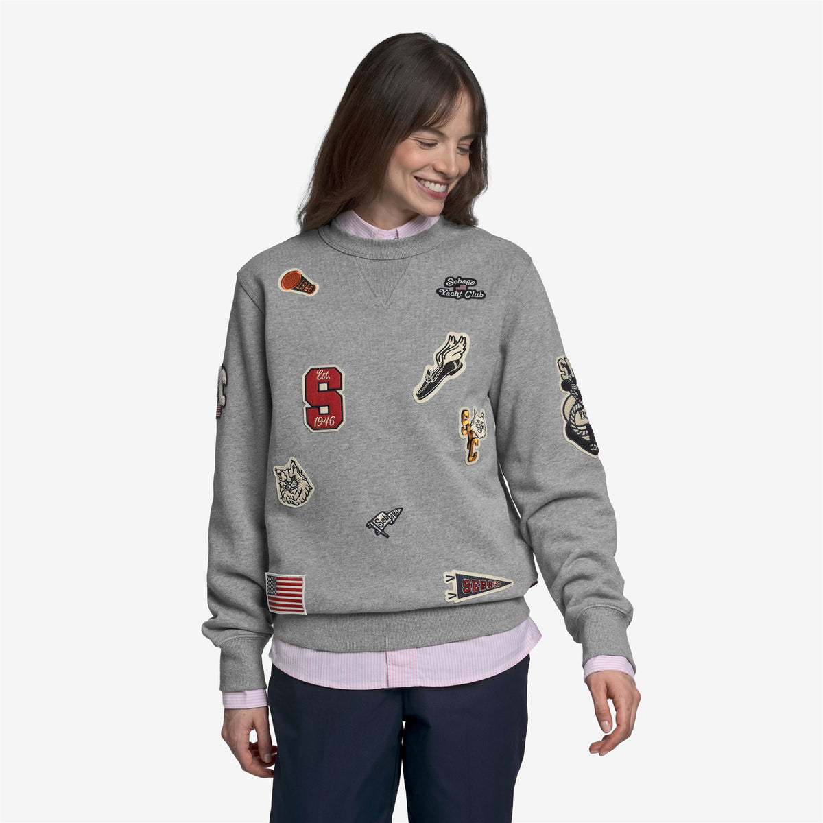 Fleece_Unisex_BOWKNOT EVO PATCH_Crewneck_Grey Md Mel Patches - Commercial 7
