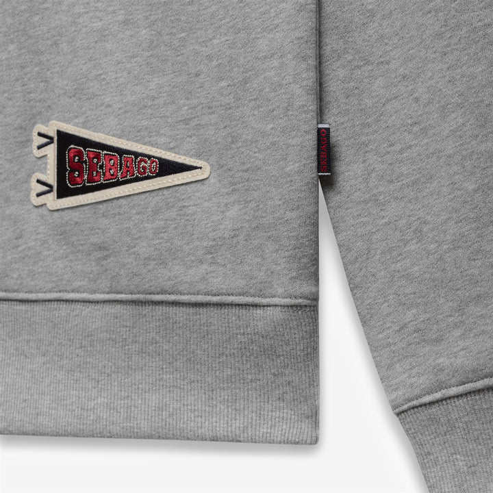 Grey Unisex Bowknot Crewneck Fleece Sweatshirt with Patches 3