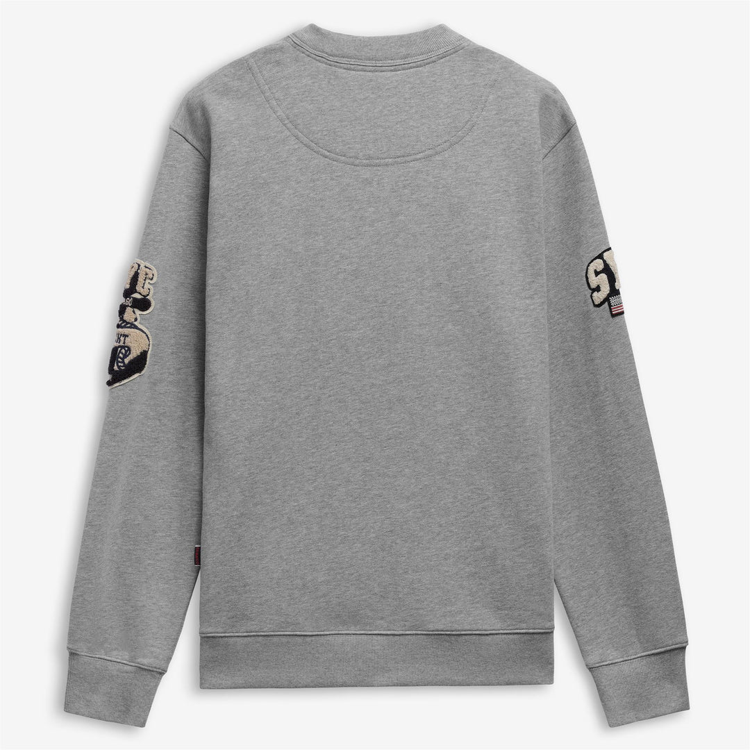Grey Unisex Bowknot Crewneck Fleece Sweatshirt with Patches main