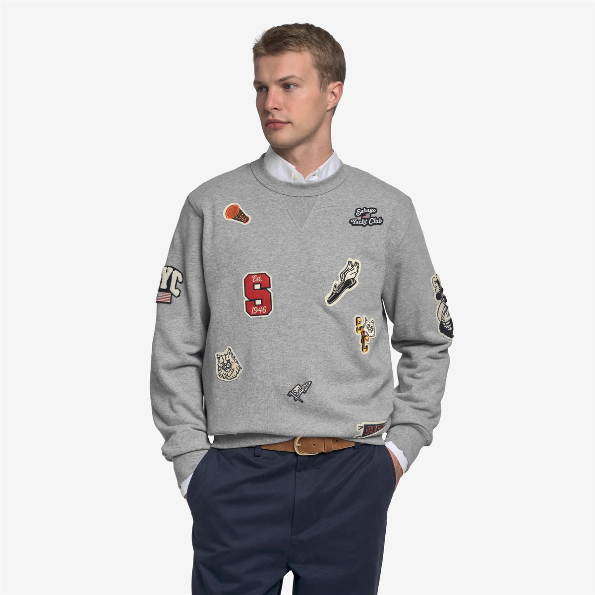 Felpa girocollo in cotone grigio unisex