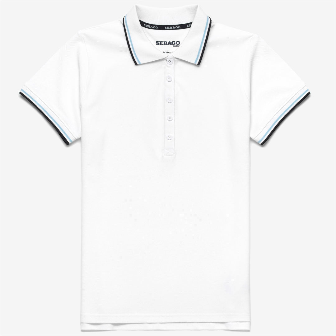 Polo da Vela Donna Grigia Bianca con Stampa Marina 01