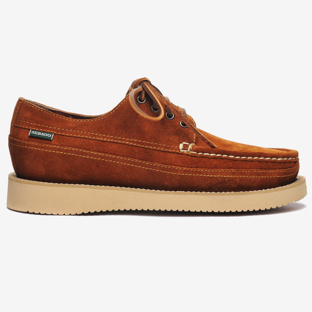 Mocassins d'extérieur bas en cuir orange cognac pour homme 01